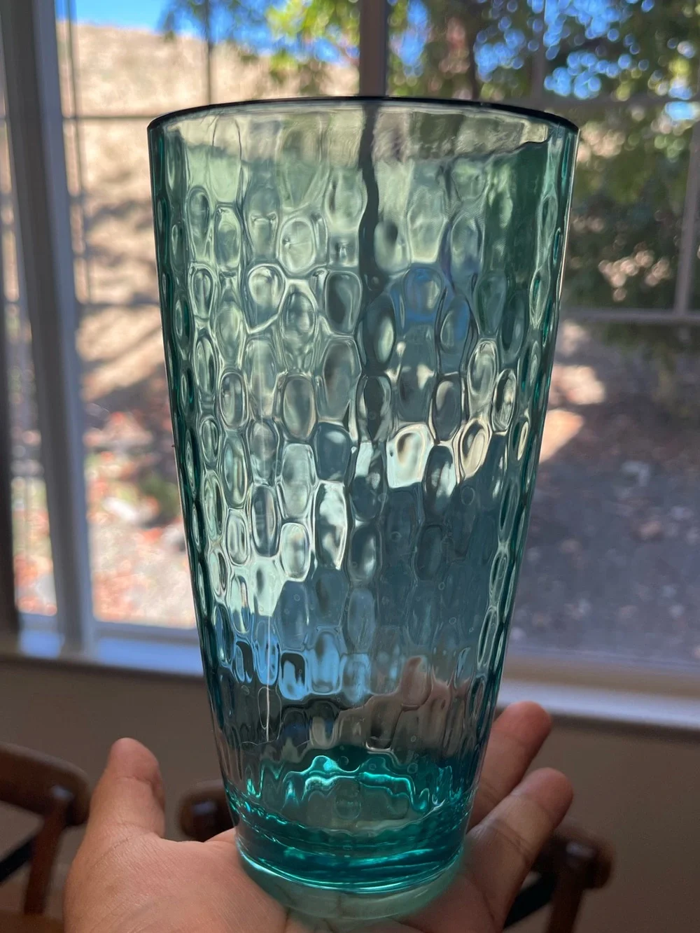 Blue Textured Glass Tumbler Set with tray